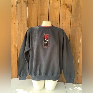 90s Vintage "Poinsettia " Mock Neck Grandma Sweater size 1X.